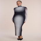 Printed Stretch Mesh Maxi Dress image number 1