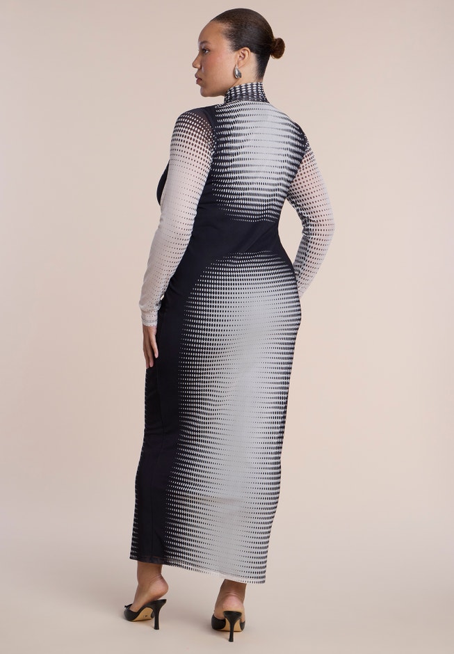 Printed Stretch Mesh Maxi Dress image number 2