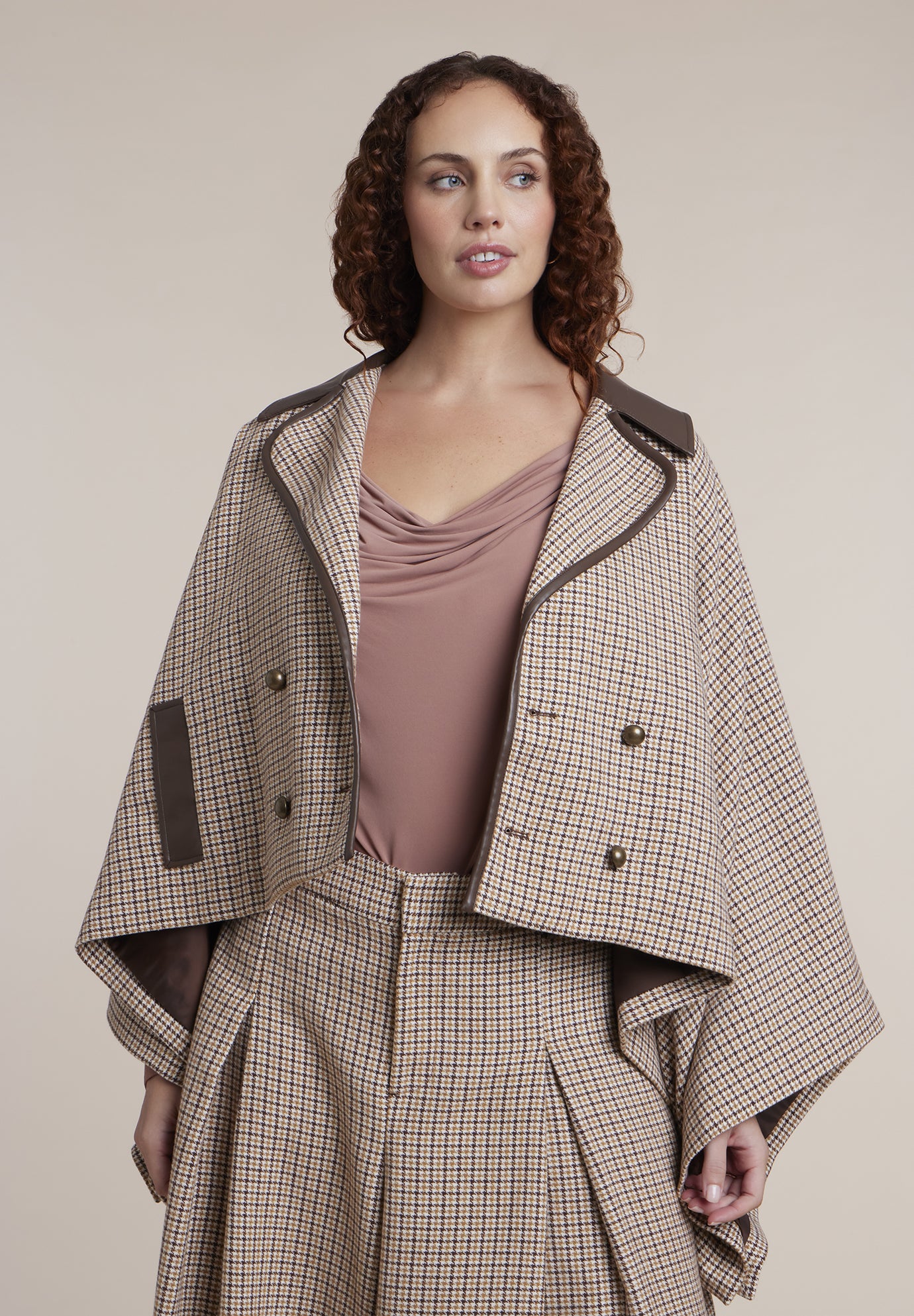 Houndstooth Cape Jacket