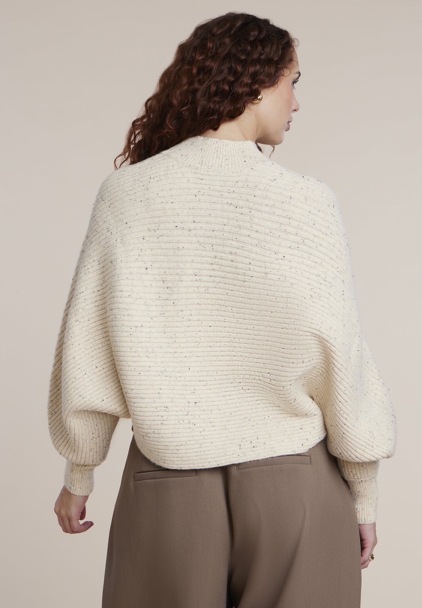 Oversized Mock Neck Batwing Sweater image number 1