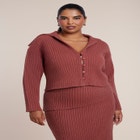 Oversized Collar Rib Knit Cardigan image number 1
