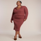 Oversized Collar Rib Knit Cardigan image number 4