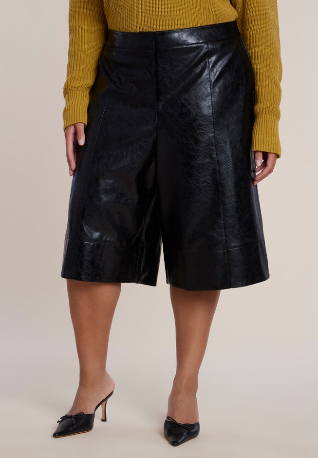 Textured Faux Leather Culotte image number 1