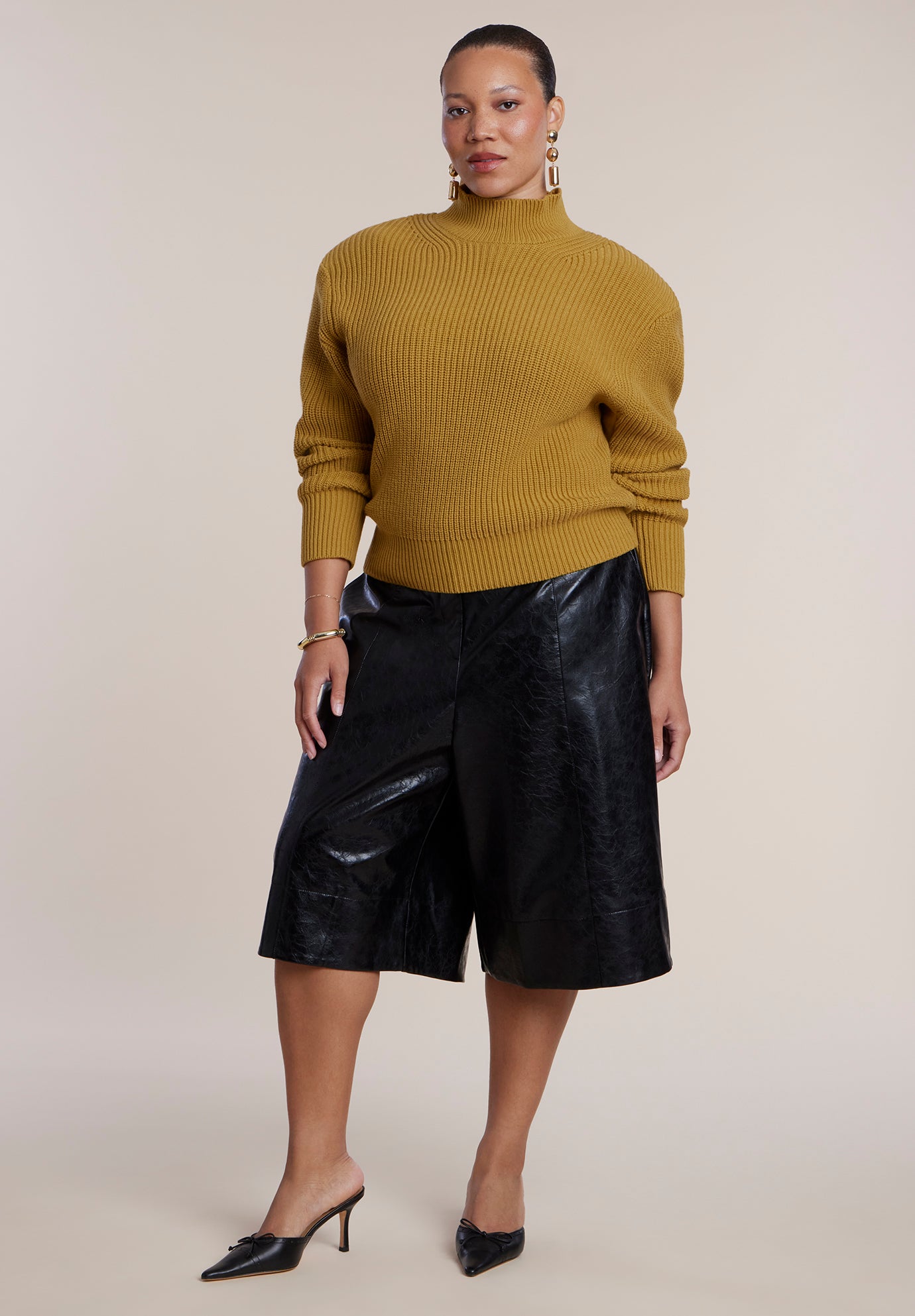 Textured Faux Leather Culotte