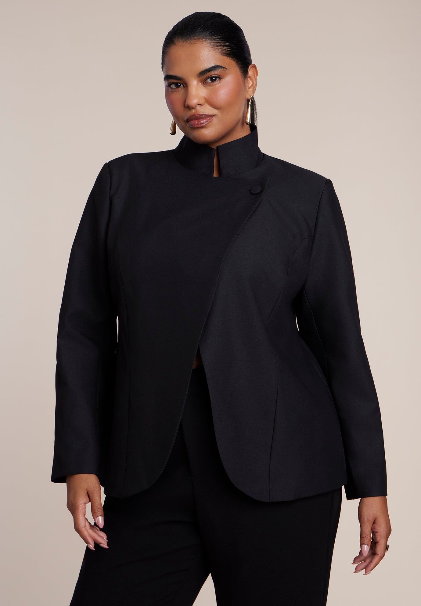 Stand Collar Overlap Blazer image number 0