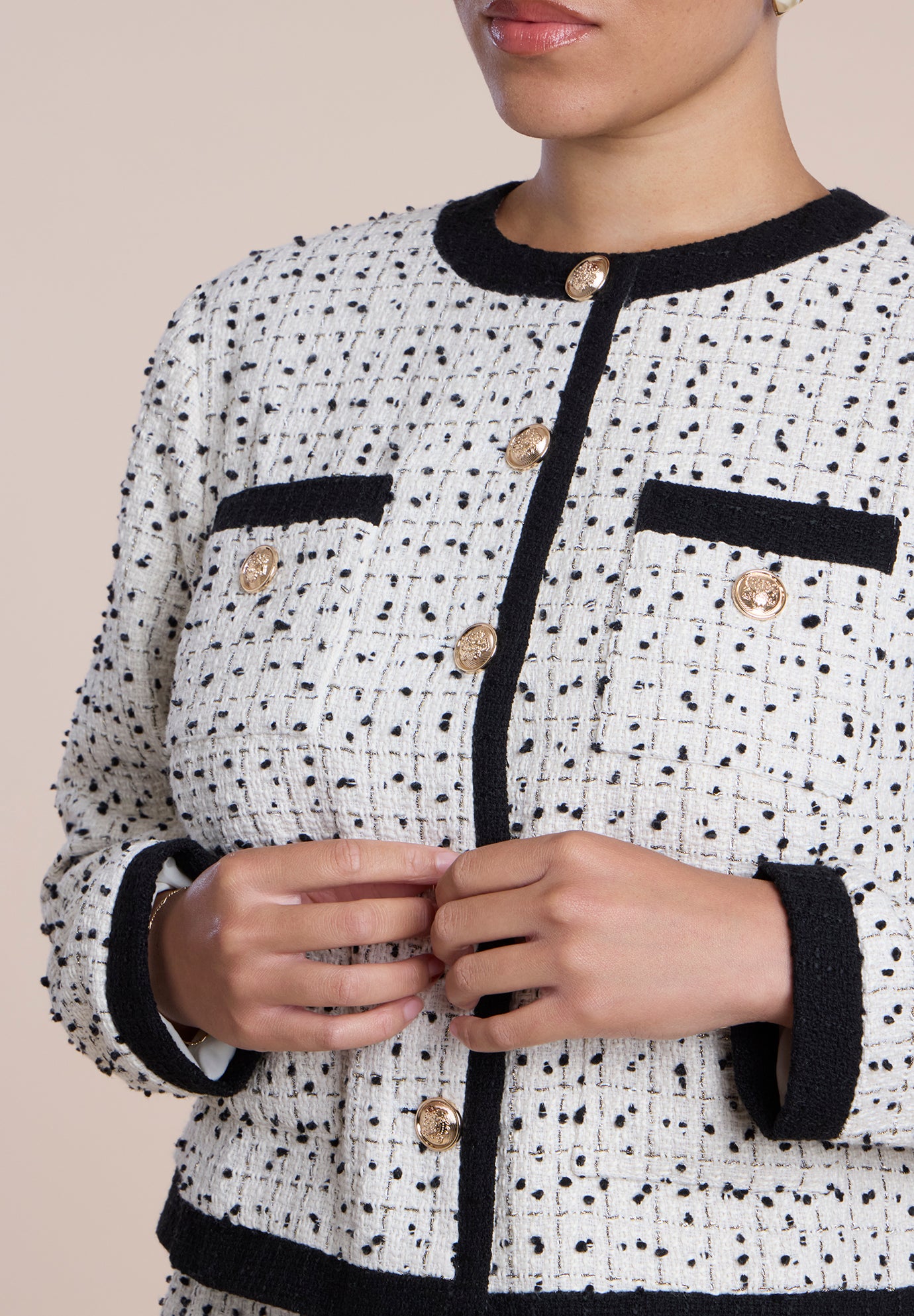 Tipped Tweed Boxy Jacket image number 3