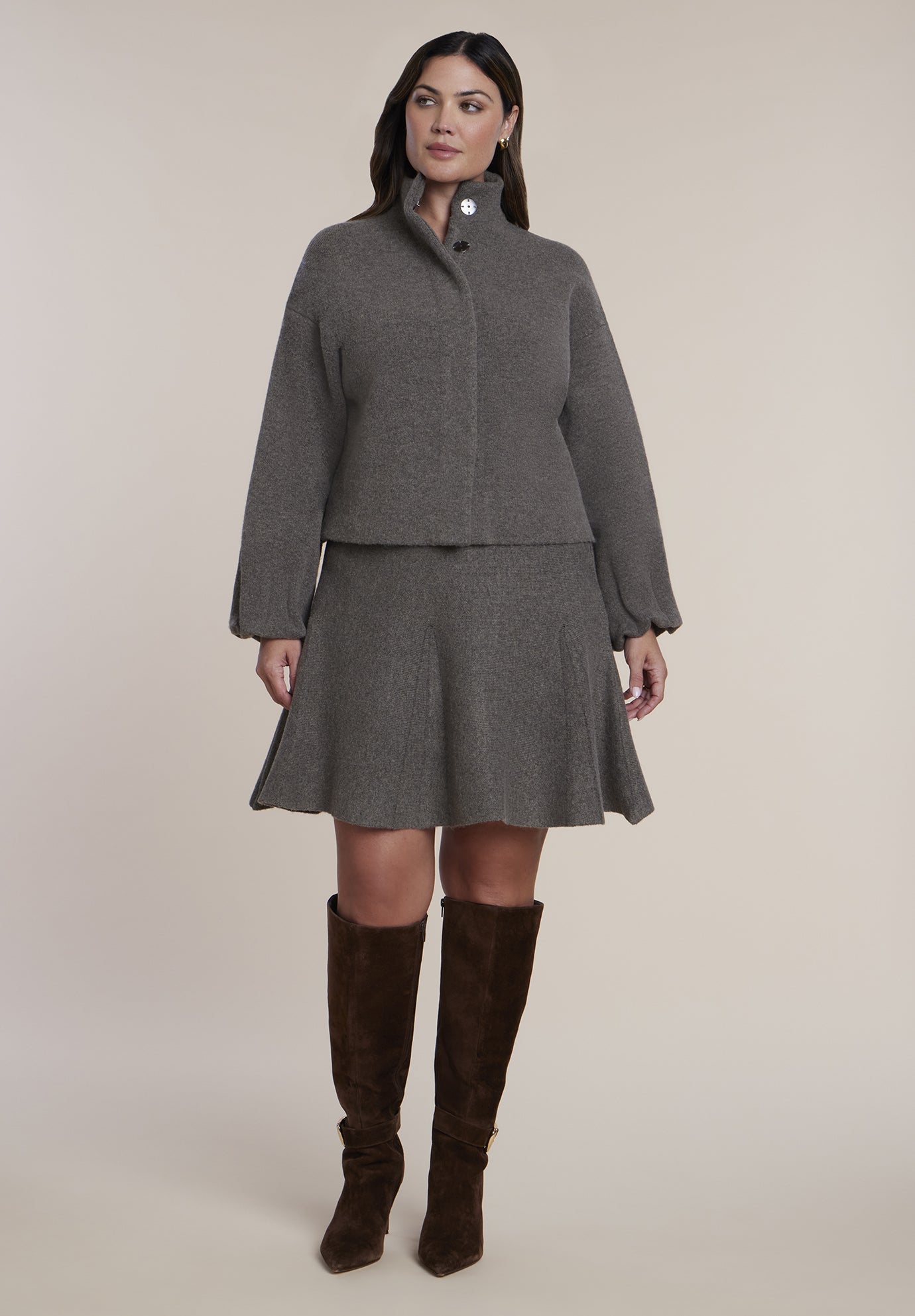 Funnel Neck Sweater Jacket image number 3