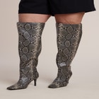 Embossed Faux Leather Knee-High Boot image number 1