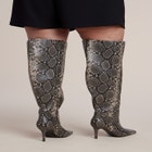 Embossed Faux Leather Knee-High Boot image number 2