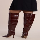 Embossed Faux Leather Knee-High Boot image number 1