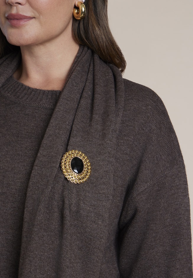 Brooch Detail Scarf Sweater image number 3