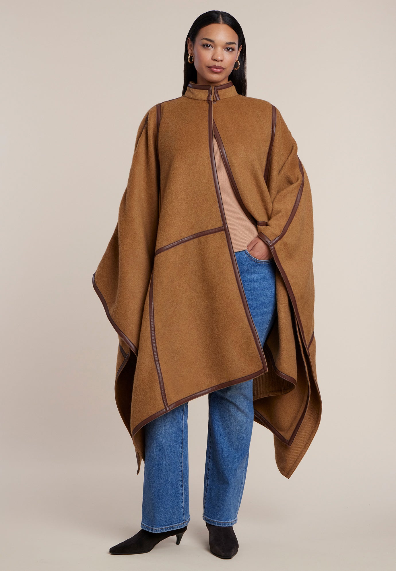 Funnel Neck Cape Coat image number 0