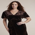 Crushed Velvet Strong Shoulder Maxi Dress image number 3