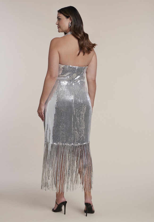 Fringe-Detail Sequin Maxi Dress image number 1
