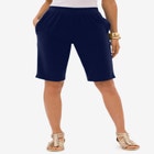 Plus Size Soft Knit Pull-on Bermuda Short image number null