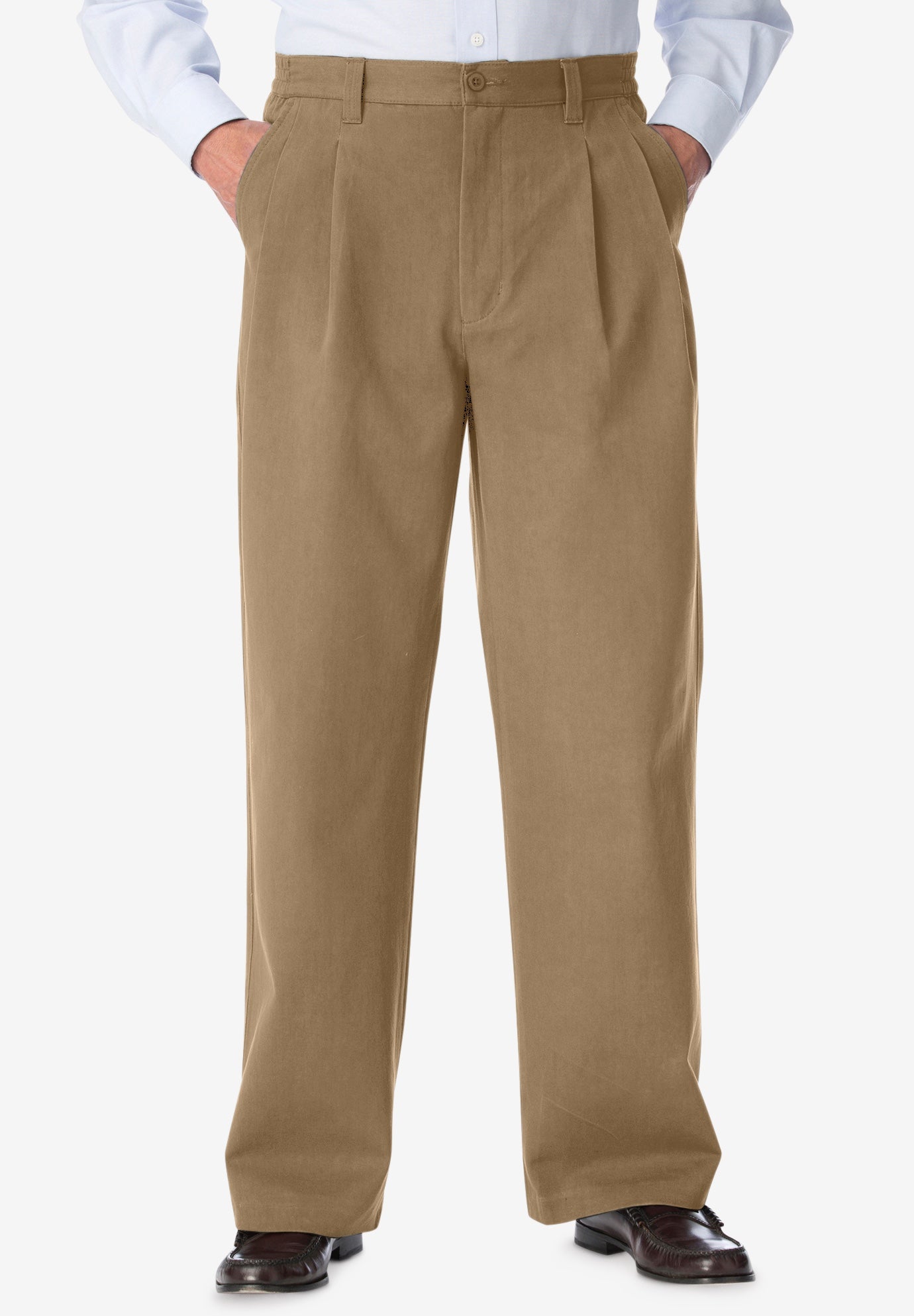 Wrinkle-Free Double-Pleat Pant with Side-Elastic Waist image number 0