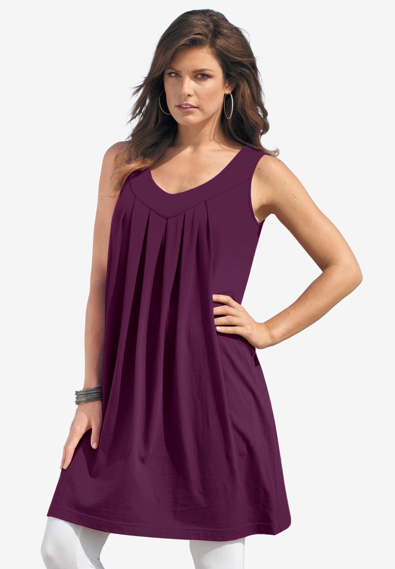 Plus Size Ultimate Pleated Tunic Tank image number 0