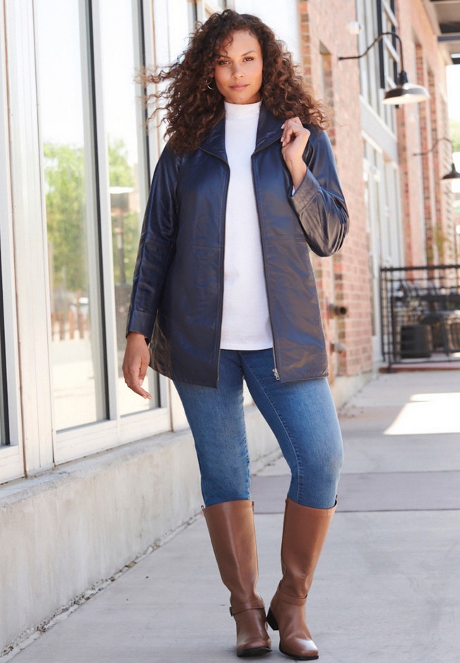 A Line Leather Jacket image number 3