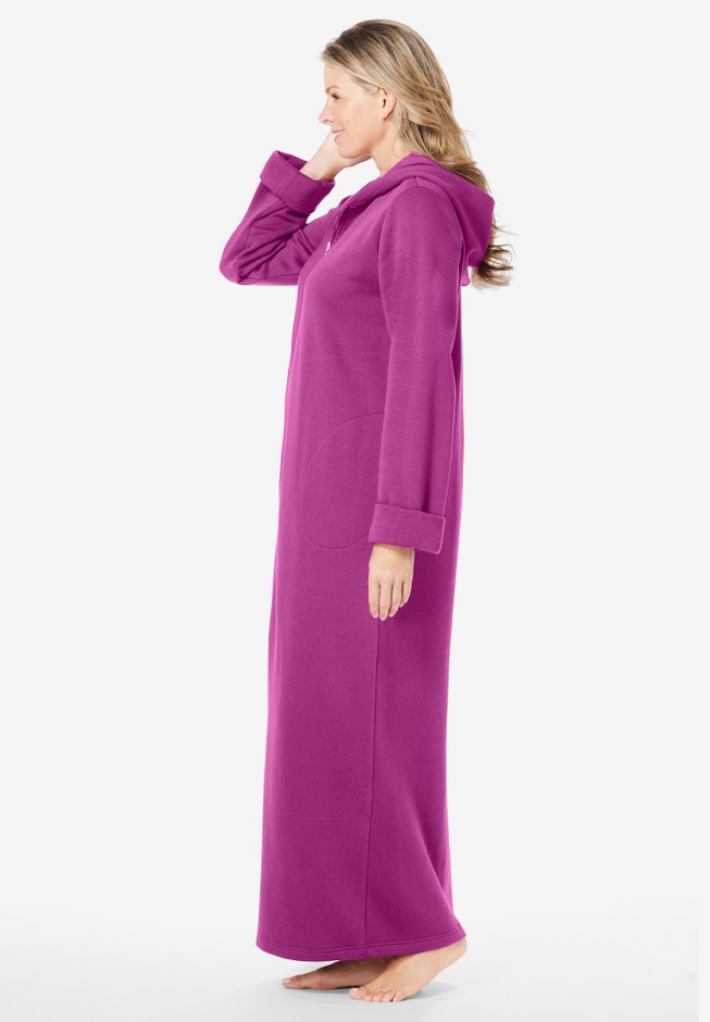 Long Hooded Fleece Sweatshirt Robe image number 3