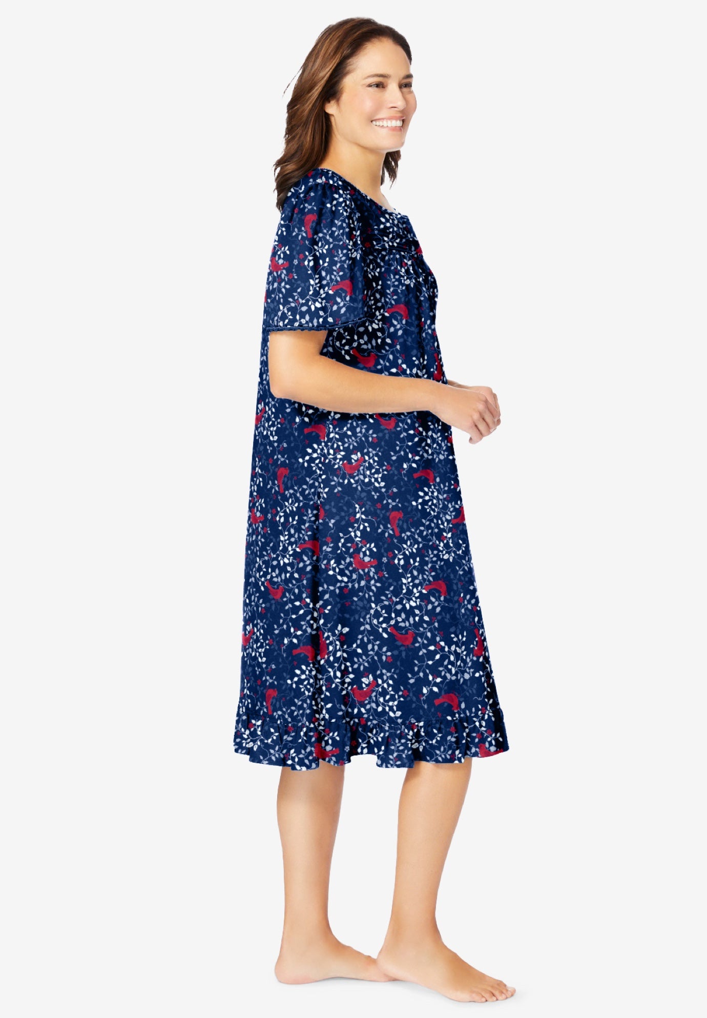 Short Floral Print Cotton Gown image number 3