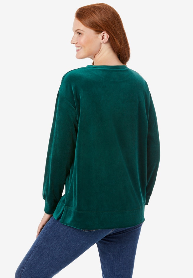 Plush Velour Tunic Sweatshirt image number 1