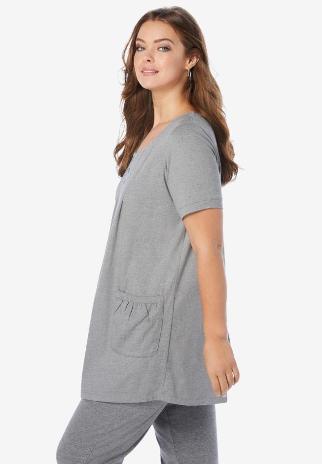 Plus Size Two Pocket Soft Knit Tunic Top image number 3