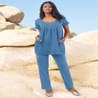 Plus Size Two Pocket Soft Knit Swing Tunic image number null