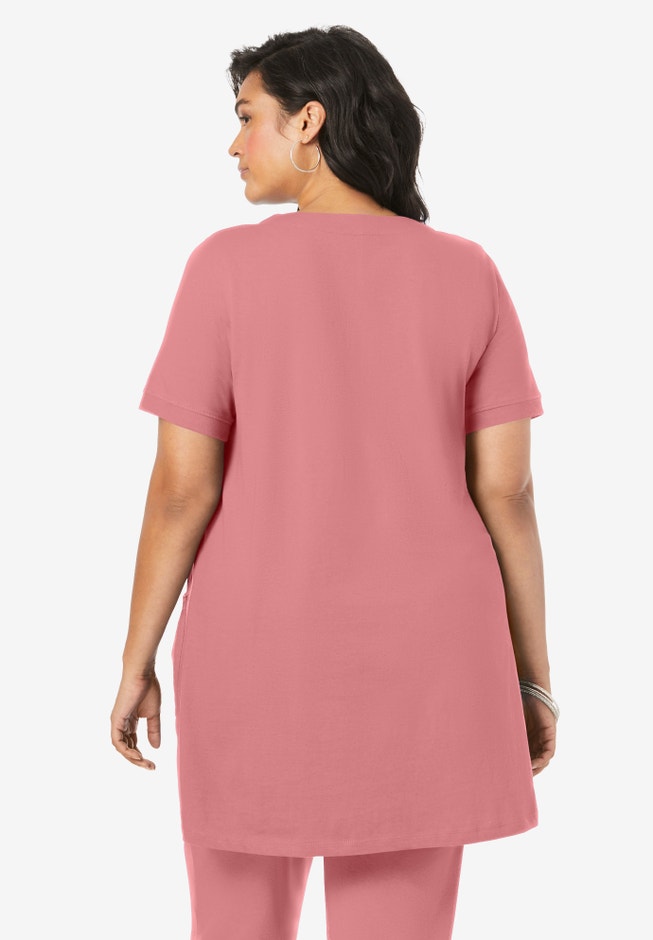 Plus Size Two Pocket Soft Knit Tunic Top image number 1