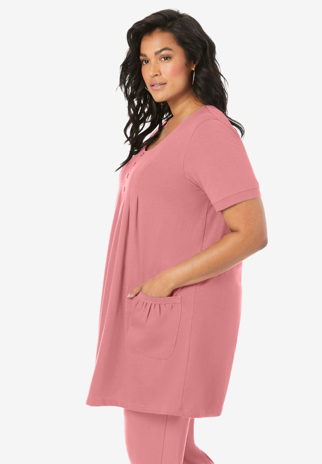 Plus Size Two Pocket Soft Knit Tunic Top image number 2