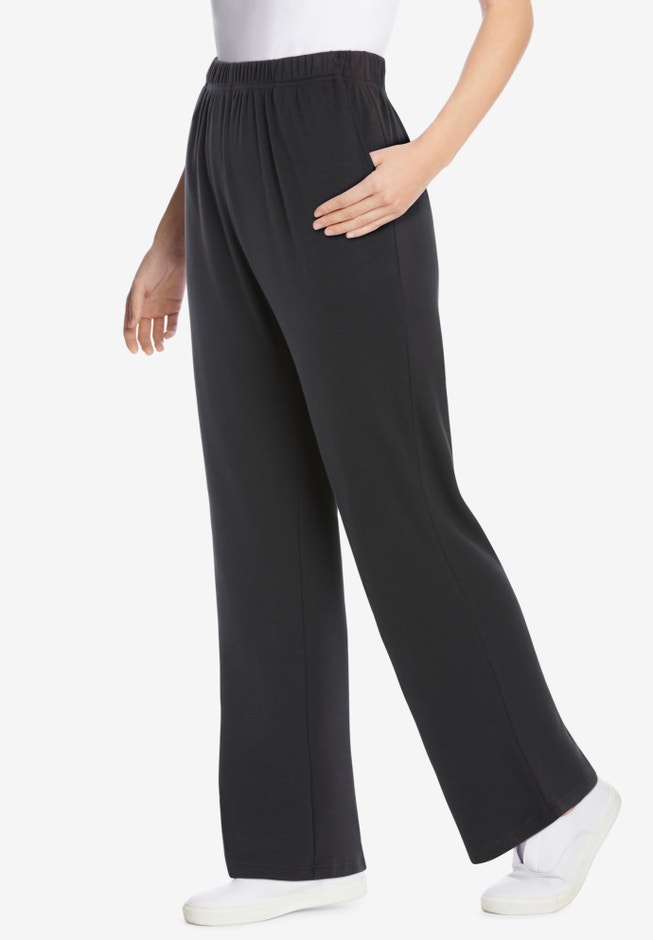 Womens Plus-Size 7-Day Knit Wide-Leg Pull-On Pants image number 2