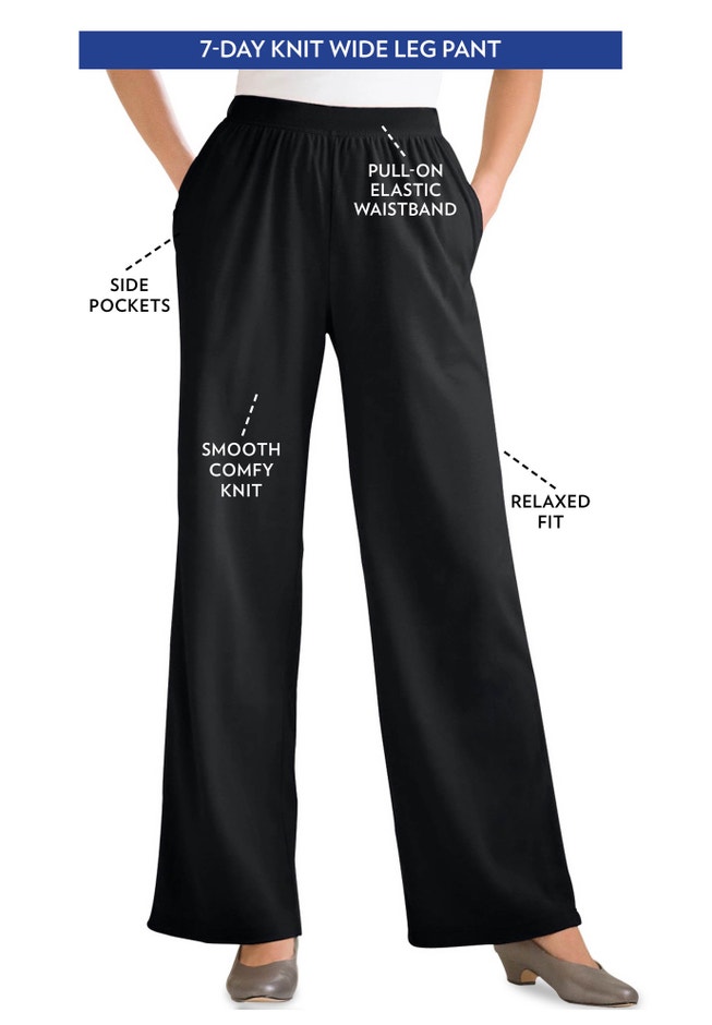 Womens Plus-Size 7-Day Knit Wide-Leg Pull-On Pants image number 0