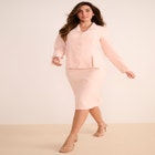 Plus Size Long Sleeve Shawl-Collar Jacket & Sheath Skirt Set &ndash; 2-Piece Suit image number null