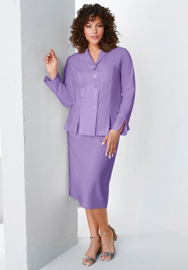 Plus Size Long Sleeve Shawl-Collar Jacket & Sheath Skirt Set &ndash; 2-Piece Suit image number 3