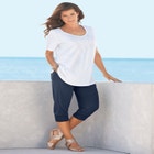 Plus Size Soft Knit Capri Pant with Drawstring Waist image number null