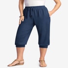 Plus Size Soft Knit Capri Pant with Drawstring Waist image number null