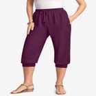 Plus Size Soft Knit Capri Pant with Drawstring Waist image number null