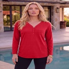 Plus Size Long Sleeve Sweetheart Henley Tee image number 0