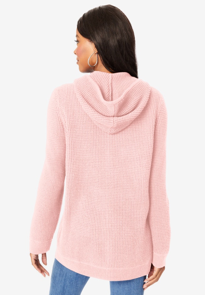 Plus Size Waffle Knit Zip Hoodie image number 1