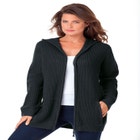 Plus Size Waffle Knit Zip Hoodie image number null