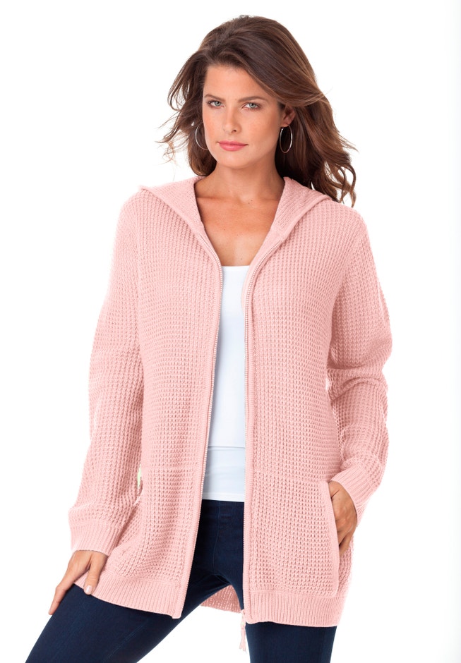 Plus Size Waffle Knit Zip Hoodie image number 0