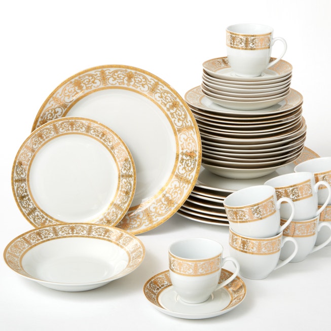Medici 40-Pc. Golden Porcelain Dinnerware Set image number null