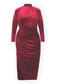 Mock Neck Velvet Dress With Slit
