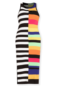 Mixed Stripe Ribbed Dress