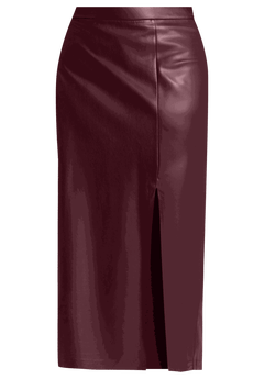 Faux Leather Column Skirt With Slit | Eloquii