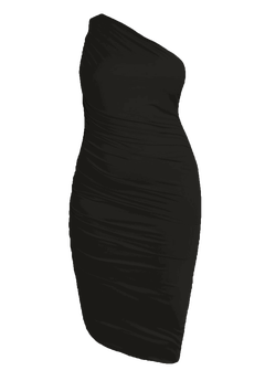 fitted lace wedding dress Black Silky One Shoulder Laced Up Back Dress Medium main image 1