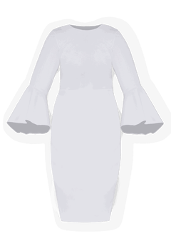 Flare Sleeve Scuba Dress - Midi Crewneck Style, White | ELOQUII