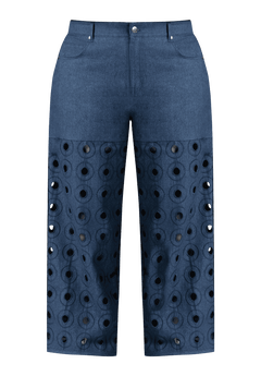 High Rise Circular Cutout Denim Pant, Dark Wash Denim | ELOQUII