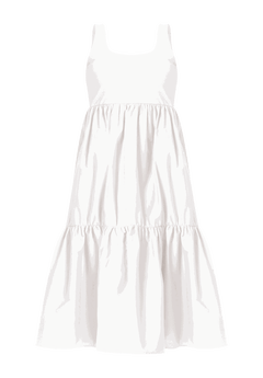 Tank Dress with Mixed Fabric Skirt - Size 14-32, White | ELOQUII