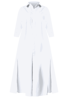 Maxi Shirt Dress - 100% Cotton, Easy Fit, Bright White | ELOQUII Maxi Shirt Dress - 100% Cotton, Easy Fit, Bright White | ELOQUII