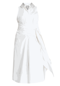 Tie Front Poplin Midi Dress